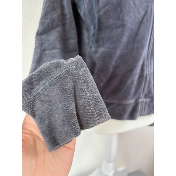 Aerie women's medium grey full zip long sleeve velour hooded‎ track jacket Y2K - Picture 3 of 7